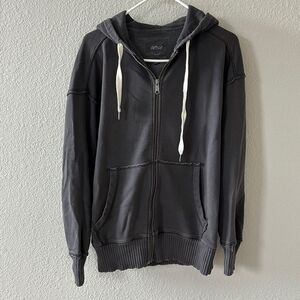 AERIE Dark Grey Oversized Down-to-earth Full Zip Hoodie sz XS